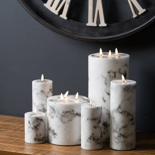 Marble effect flameless candles