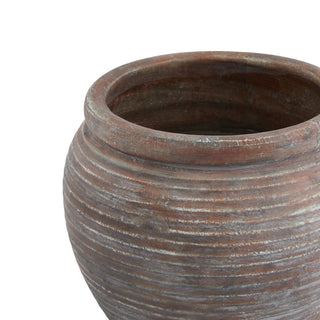 Large Ceramic Siena Planter with Brown Rim