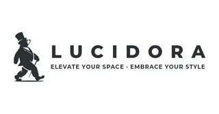 Lucidora logo with walking bear and tagline on a white background.