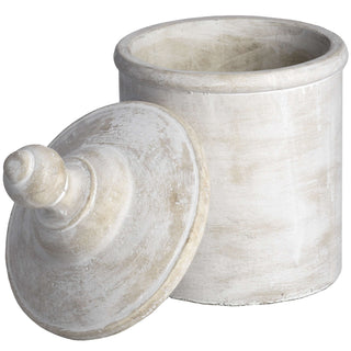 Lucidora - Large Antique White Canister - Decorative Jars