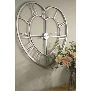 Lucidora - Silver Heart Skeleton Wall Clock - Wall Clocks