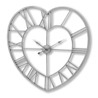 Lucidora - Silver Heart Skeleton Wall Clock - Wall Clocks