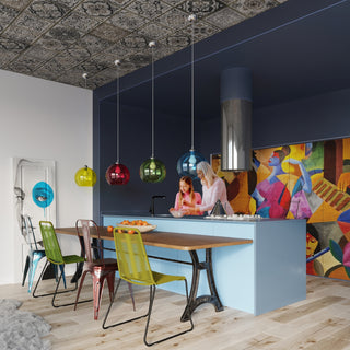 Yellow Steel Glass Pendant Light Fixture