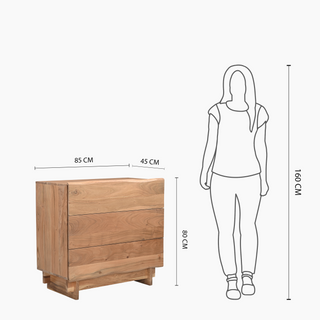 Solid Wood Chest of Drawers - Davis Three Drawer Chest