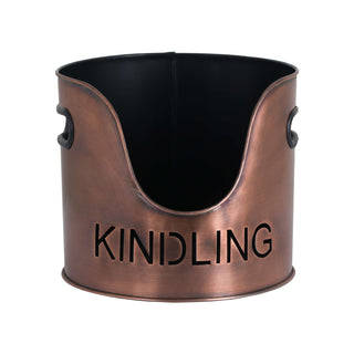 Log Bucket and Kindling Bucket with Copper Finish
