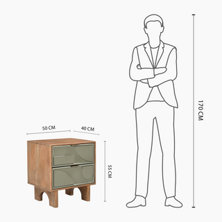 Sage Green Pixel Bedside Table with Two Drawers