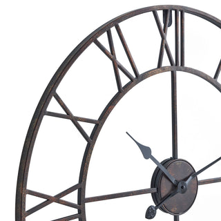 Roman Numerals Clock: Bronze Skeleton Wall Decor