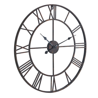 Roman Numerals Clock: Bronze Skeleton Wall Decor