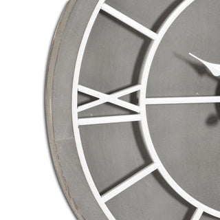 Round Grey Wall Clock with Roman Numerals - Williston Collection