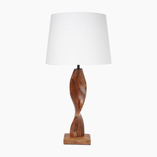 Brown Acacia Wood Imogen Table Lamp with Ivory Shade