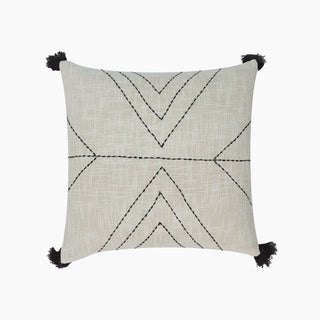 Parin Geometric Embroidered Cotton Cushion - Feather