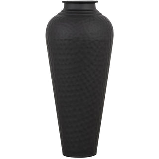 Stunning Matt Black Hammered Vase With Lid