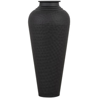 Stunning Matt Black Hammered Vase With Lid