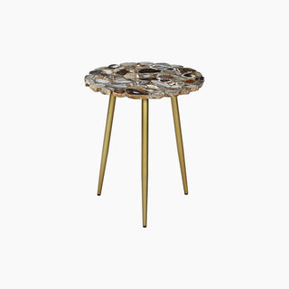 End Table: Myra's Blue & Black Agate, Perfect Sofa Side Table