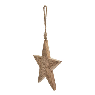 Rustic Wooden Star with Geometric Cutwork