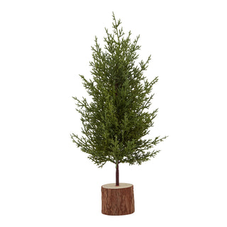 Rustic Mini Fir Tree in Wood Log Base