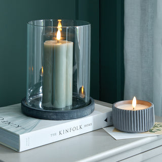 Glass Candle Holder: Amalfi Grey Large Hurricane Lantern