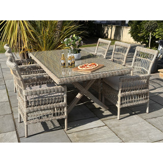 Provence Collection Outdoor 6 Seater Dining Rattan Furniture Set