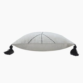 Parin Geometric Embroidered Cotton Cushion - Feather