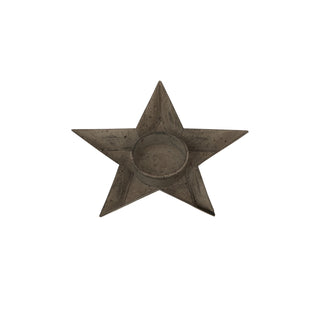 Rustic Metal Star Tealight With Glass Votive