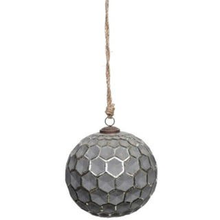 Grey Metallic Collection Large Honey Combe Bauble