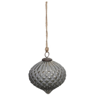 Grey Metallic Collection Large Teardrop Combe Bauble