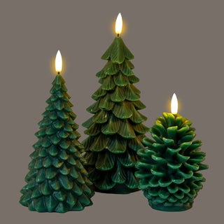 Luxe Collection Natural Glow Green Pinecone LED Wax Candle