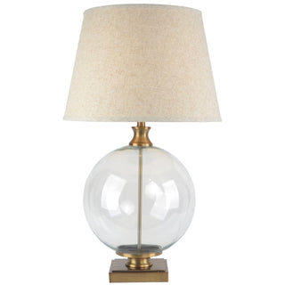 Lunel Glass Orb Table Lamp With Edged Linen Shade