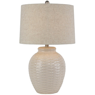 Basketweave Ceramic Table Lamp With Linen Shade
