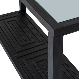Lennox Black Console Table with Glass Top