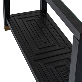 Lennox Black Console Table with Glass Top