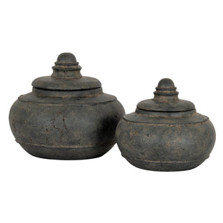 Dusk Medium Black Ceramic Pot With Lid