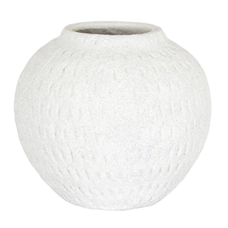 Ashen Medium Round White Ceramic Vase