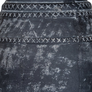 Etched Collection Tall Black Ceramic Vase