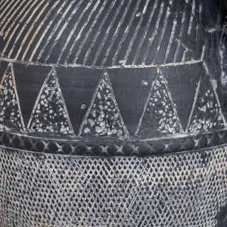 Etched Collection Tall Black Ceramic Jug