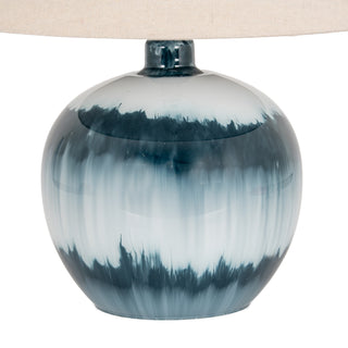 Ocean Shadows Squat  Table Lamp With Linen Shade