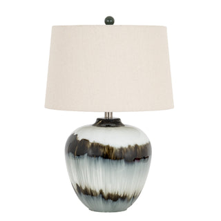Midnight Shadows Squat Table Lamp With Linen Shade