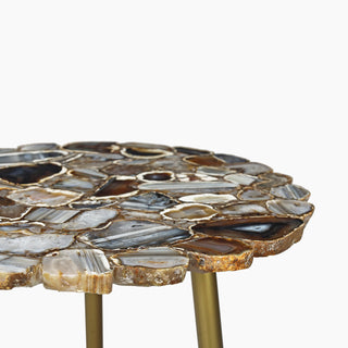 End Table: Myra's Blue & Black Agate, Perfect Sofa Side Table