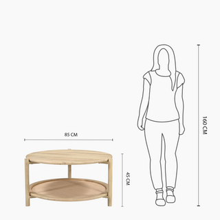 Round Coffee Table - Jonita Rattan, A Wood and Japandi Fusion