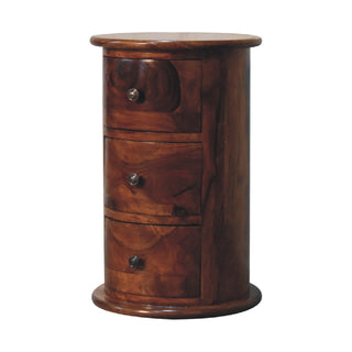 Lucidora - 3 Drawer Chestnut Sheesham Drum - End Tables