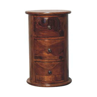 Lucidora - 3 Drawer Chestnut Sheesham Drum - End Tables