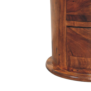 Lucidora - 3 Drawer Chestnut Sheesham Drum - End Tables
