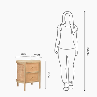 Natural Mango Wood Dylan Bedside Table with Drawers