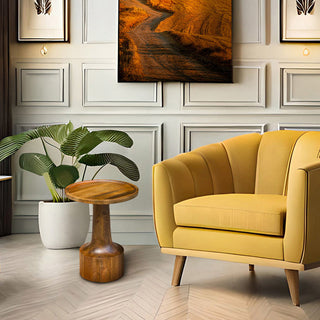 End Table: Christina's Sculptural Wooden Round Side Table