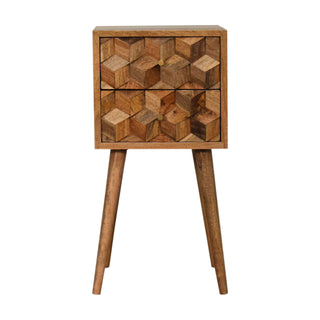 Mango Wood Mini Cube Bedside Cabinet