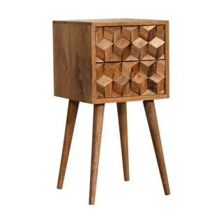 Mango Wood Mini Cube Bedside Cabinet
