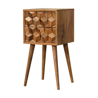 Mango Wood Mini Cube Bedside Cabinet