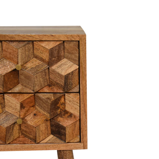 Mango Wood Mini Cube Bedside Cabinet