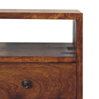 Chestnut Mango Wood Bedside Table with Brass Knobs