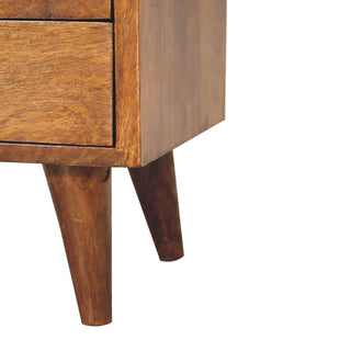 Chestnut Mango Wood Bedside Table with Brass Knobs